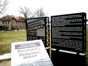 Guide Book and Information Plaques in Auschwitz